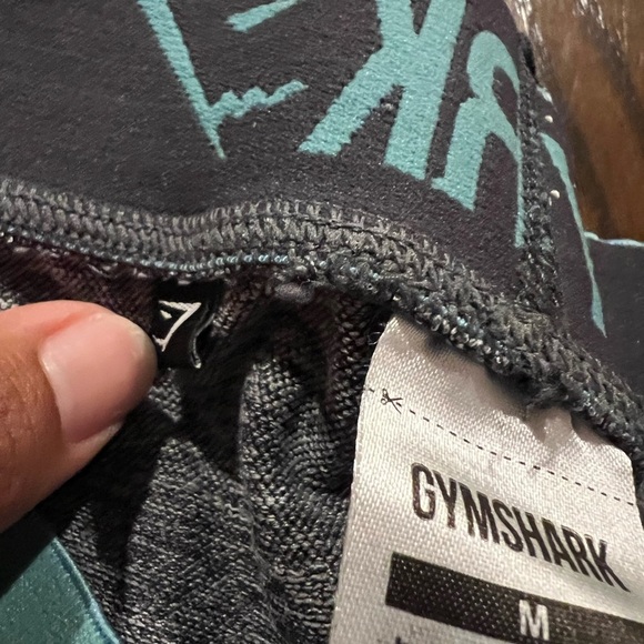 Gymshark Gray/Blue Leggings Low Rise Butt Contour Gym Training Logo Waist, M - Picture 5 of 5